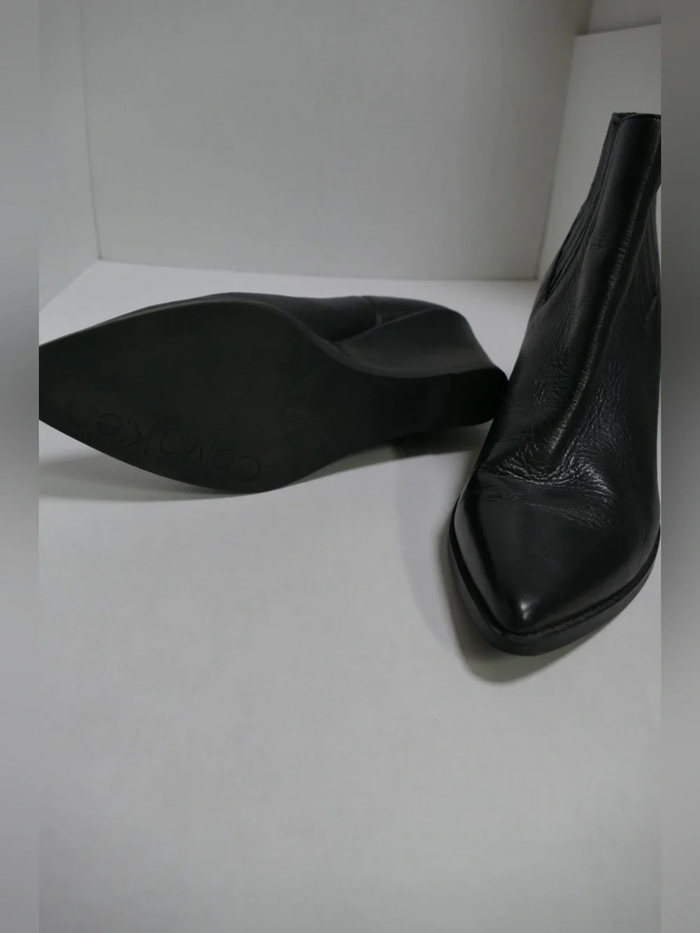 Women’s Black Leather Wedge Ankle Boots